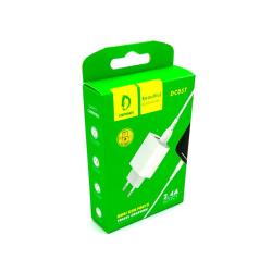 Сетевое ЗУ DENMEN DC05T + Type C (5V/2.4A/2USB) White