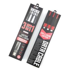 Дата кабель EMY MY-453 iPhone+Micro USB+Type C Black