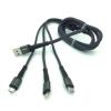 Дата кабель EMY MY-453 iPhone+Micro USB+Type C Black