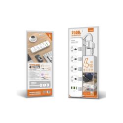 Сетевой удлинитель LDNIO SC4408 4 розетки/2.0m/2500W/17W + 4USB (5V/3.4A)