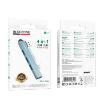 HUB USB2.0/3.0 BOROFONE FH1 USB to 4 USB Gray