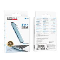 HUB USB2.0/3.0 BOROFONE FH1A Type C to 4 USB Gray