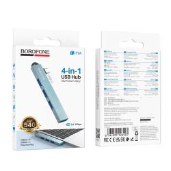 HUB USB2.0/3.0 BOROFONE FH1A Type C to 4 USB Gray