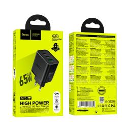 Сетевое ЗУ HOCO N75 65W 3A 1 USB + 2 PD GaN Black