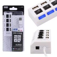 HUB USB2.0 4 USB с переключателем Plastic USB-A 1M White
