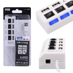 HUB USB2.0 4 USB с переключателем Plastic USB-A 1M White