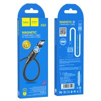 Магнитный кабель HOCO X52 Type C круглый силиконовый 1m 3A Black
