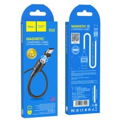 Магнитный кабель HOCO X52 Type C круглый силиконовый 1m 3A Black