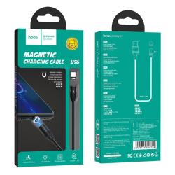 Магнитный кабель 360 HOCO U76 Type C круглый плетенный 1.2m 3A  Black