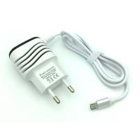 Сетевое ЗУ D11 (5V/2.1A/2USB) с кабелем micro usb White 