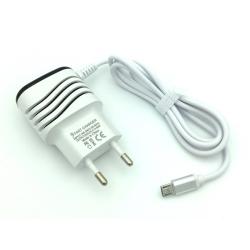 Сетевое ЗУ D11 (5V/2.1A/2USB) с кабелем micro usb White 