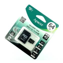 Карта памяти 64Gb Apacer Class 10 Micro SD + adapter