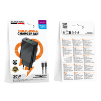 Сетевое ЗУ BOROFONE BAS76A 30W 3A 1 USB + 1 PD + кабель TC-TC Black