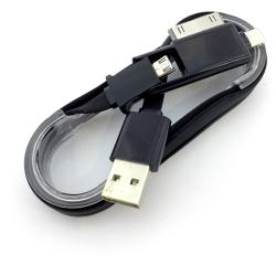 Дата кабель FLAT ROLL 3in1 micro USB/iPhone 4/5 Black (тех. упаковка)