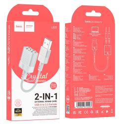 Переходник / Звуковая карта HOCO LS37 Spirit 2-in-1 transparent external sound card Grey 
