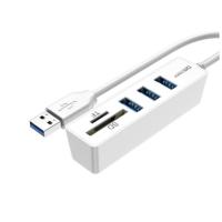 HUB USB2.0 DM C8 3 USB Plastic + картридер 15cm USB-A White