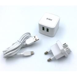 Сетевое ЗУ EMY MY-A200 + cabel micro USB (5V/2.4A/2USB)