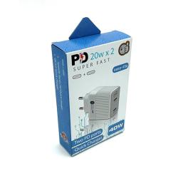 Сетевое ЗУ KeKe-936 (PD003) 40W 2xPD Ports Black
