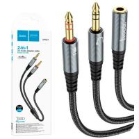 Кабель HOCO UPA21 2in1 3.5 Audio adapter cable Female to 2 Male Metal Gray