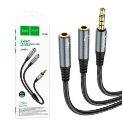 Кабель HOCO UPA21 2in1 3.5 Audio adapter cable Male to 2 Female Metal Gray