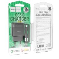 Сетевое ЗУ HOCO C72Q Glorious (5V/3A/1 USB) Qualcomm 3.0 + кабель Micro USB Black