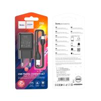 Сетевое ЗУ HOCO C96A + кабель Type C (5V/2.1A/1 USB) Black