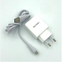 Сетевое ЗУ Sunpin SP-16 (5V/2.4A/2USB) + кабель Micro USB White 