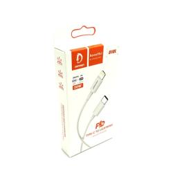 Дата кабель силиконовый DENMEN D10L Quick Charge 20W Type C to Lightning White