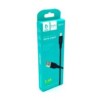 Дата кабель силиконовый DENMEN D01V 2.4A Micro USB Black
