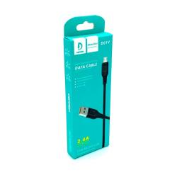 Дата кабель силиконовый DENMEN D01V 2.4A Micro USB Black