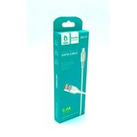 Дата кабель силиконовый DENMEN D01V 2.4A Micro USB White