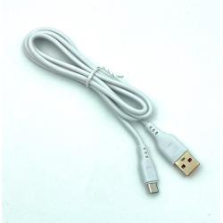 Дата кабель силиконовый DENMEN D01V 2.4A Micro USB White