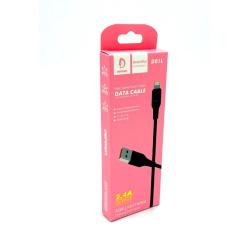 Дата кабель силиконовый DENMEN D01L 2.4A Lightning Black