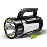 Ручной светодиодный фонарь на аккумуляторе с ручкой 885 Searchlight Series + кабель USB
