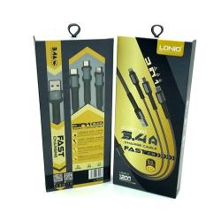 USB кабель LDNIO LC-93 iPhone+Micro USB+Type C Black