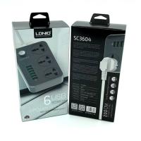 Сетевой удлинитель LDNIO SC3604 3 розетки/2.0m/2500W/10A + 6USB (5V/3.4A)