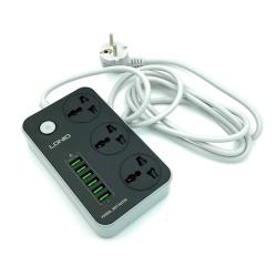 Сетевой удлинитель LDNIO SC3604 3 розетки/2.0m/2500W/10A + 6USB (5V/3.4A)