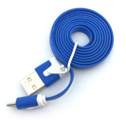 Дата кабель FLAT micro USB 1m Blue (тех. упаковка)