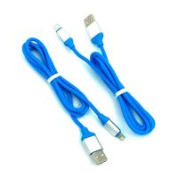 Дата кабель I-011 круглый силиконовый Lightning 1.0m Blue (тех. упаковка)