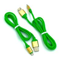 Дата кабель I-011 круглый силиконовый Lightning 1.0m Green (тех. упаковка)
