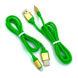 Дата кабель I-011 круглый силиконовый Lightning 1.0m Green (тех. упаковка)