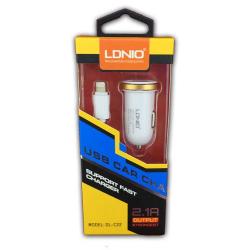 Автомобильное ЗУ LDNIO DL-C22 + cable iPhone 5 White (5V/2.1A/2USB)