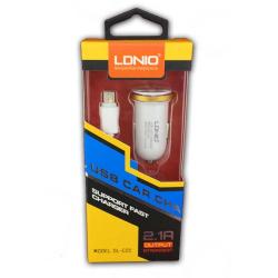 Автомобильное ЗУ LDNIO DL-C22 + cable micro USB White (5V/2.1A/2USB)