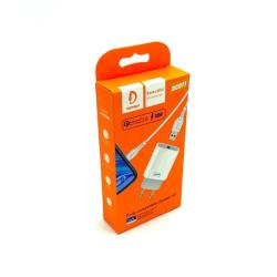 Сетевое ЗУ DENMEN DC07T (5V/3.6A/1USB/18W) + кабель Type C White