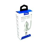 Автомобильное ЗУ INKAX CC-01 (5V/2.4A/1USB) + встроенный кабель Micro USB White