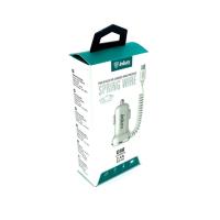 Автомобильное ЗУ INKAX CC-01 (5V/2.4A/1USB) + встроенный кабель Type C White