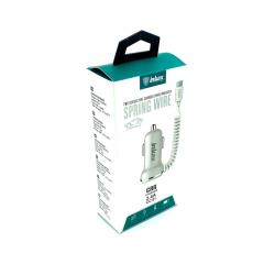 Автомобильное ЗУ INKAX CC-01 (5V/2.4A/1USB) + встроенный кабель Type C White