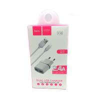Сетевое ЗУ HOCO C12 + cable micro USB White (5V/2.4A/2USB)
