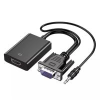 Кабель адаптер VGA to HDMI Full HD 1080 с аудиовыходом 3.5 мм