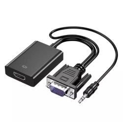 Кабель адаптер VGA to HDMI Full HD 1080 с аудиовыходом 3.5 мм
